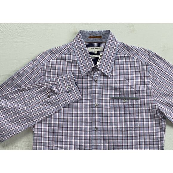 Ted Baker SKOOL Long Sleeve Button Down Sport Shirt. Contrasting Cuffs/Trim. 4. - Picture 1 of 7